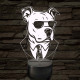 Bull Terrier öltönyben 7 színű, színváltós 3D led lámpa