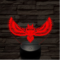 Bagoly repül 7 színű 3D led lámpa