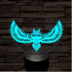 Bagoly repül 7 színű 3D led lámpa