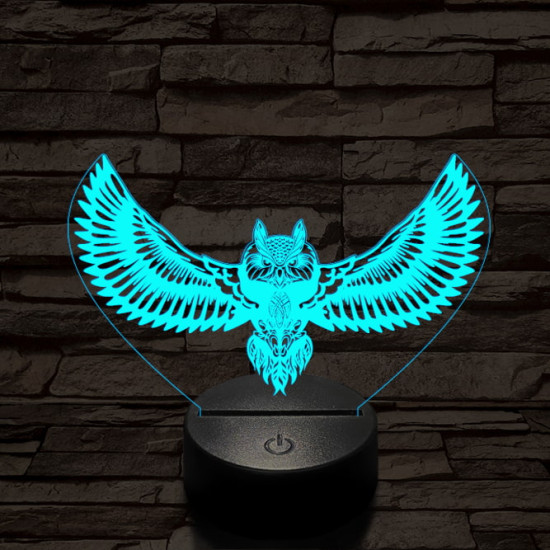 Bagoly repül 7 színű 3D led lámpa