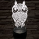 Bagoly vadász 7 színű 3D led lámpa