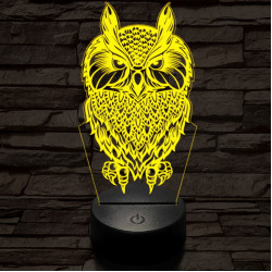 Bagoly vadász 7 színű 3D led lámpa