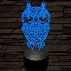Bagoly vadász 7 színű 3D led lámpa