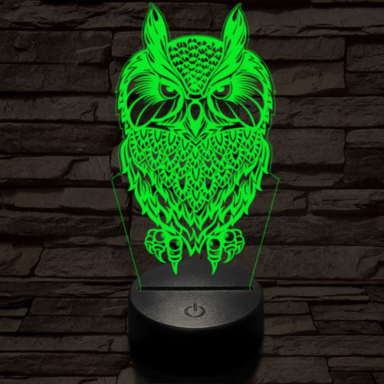 Bagoly vadász 7 színű 3D led lámpa