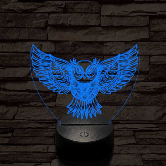 Bagoly szárnyal 7 színű 3D led lámpa