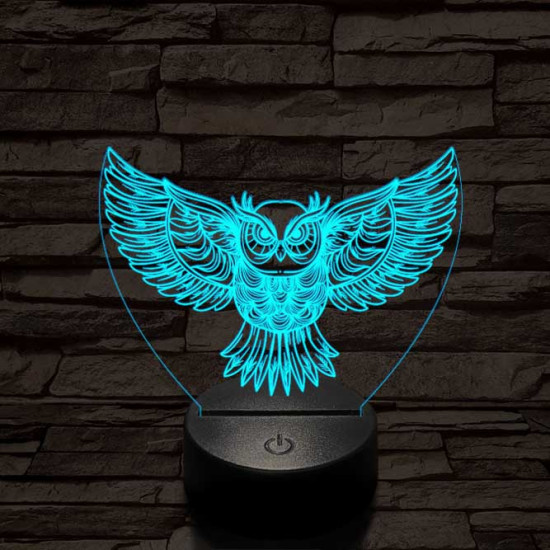 Bagoly szárnyal 7 színű 3D led lámpa