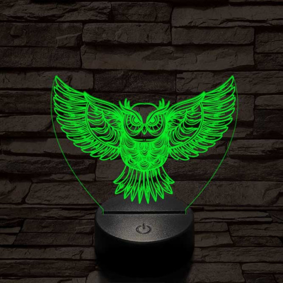 Bagoly szárnyal 7 színű 3D led lámpa