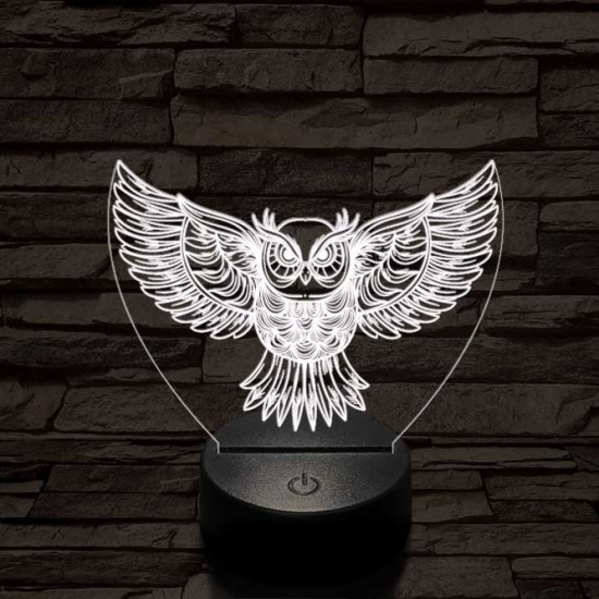 Bagoly szárnyal 7 színű 3D led lámpa