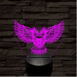 Bagoly szárnyal 7 színű 3D led lámpa