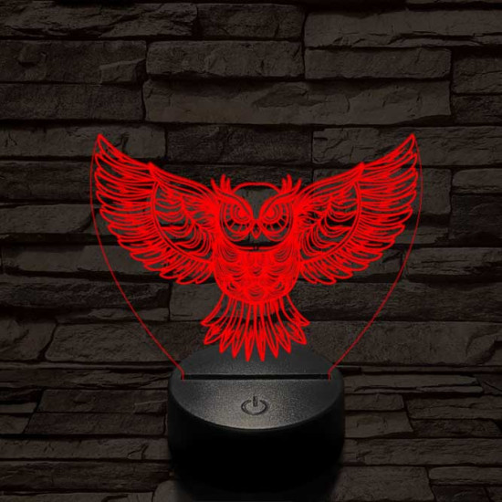 Bagoly szárnyal 7 színű 3D led lámpa
