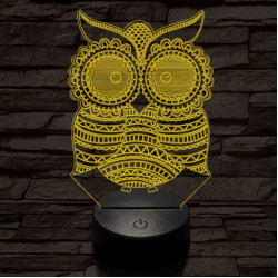Mintás Bagoly 7 színű 3D led lámpa