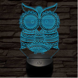 Mintás Bagoly 7 színű 3D led lámpa