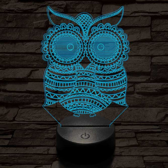 Mintás Bagoly 7 színű 3D led lámpa
