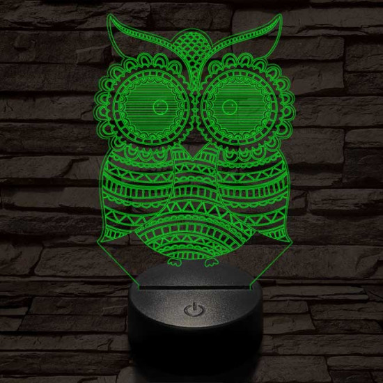 Mintás Bagoly 7 színű 3D led lámpa