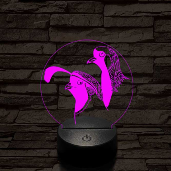 Fürj és galamb 7 színű 3D led lámpa