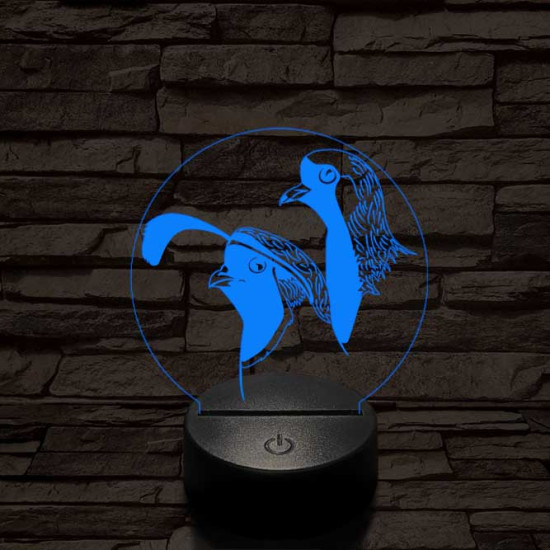 Fürj és galamb 7 színű 3D led lámpa