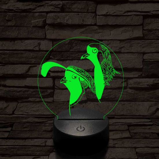 Fürj és galamb 7 színű 3D led lámpa