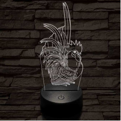 Díszes kakas 7 színű 3D led lámpa