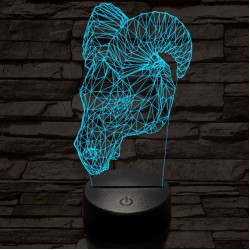 Kos fej 7 színű 3D led lámpa