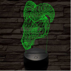 Kos fej 7 színű 3D led lámpa