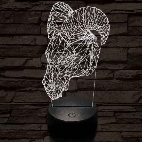 Kos fej 7 színű 3D led lámpa