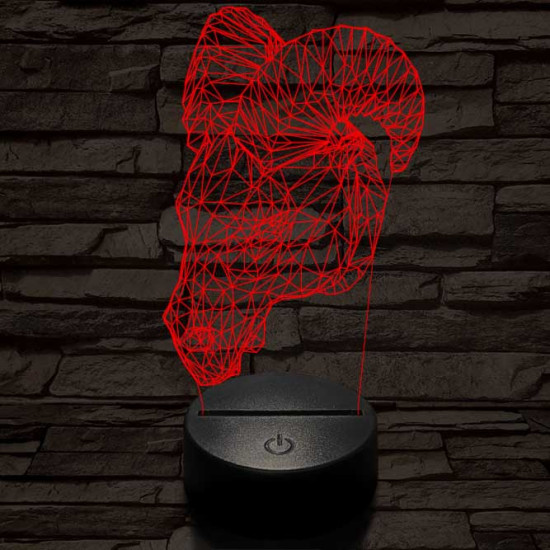 Kos fej 7 színű 3D led lámpa