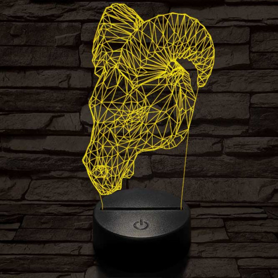 Kos fej 7 színű 3D led lámpa