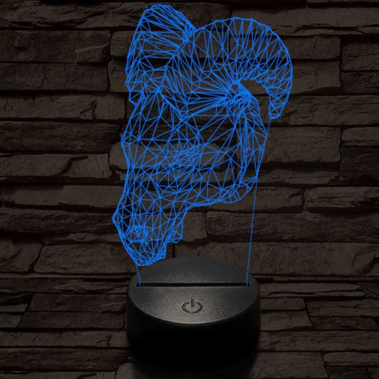 Kos fej 7 színű 3D led lámpa