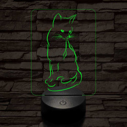 Ülő cica 7 színű led lámpa