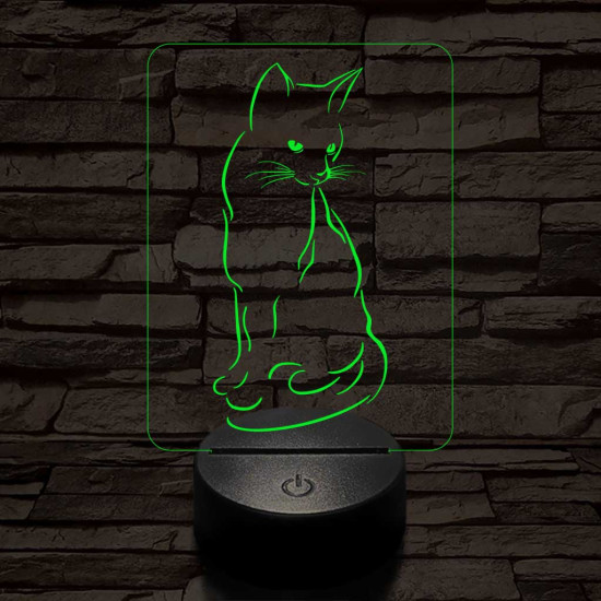 Ülő cica 7 színű led lámpa