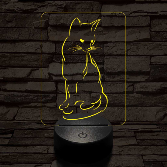 Ülő cica 7 színű led lámpa