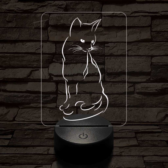 Ülő cica 7 színű led lámpa