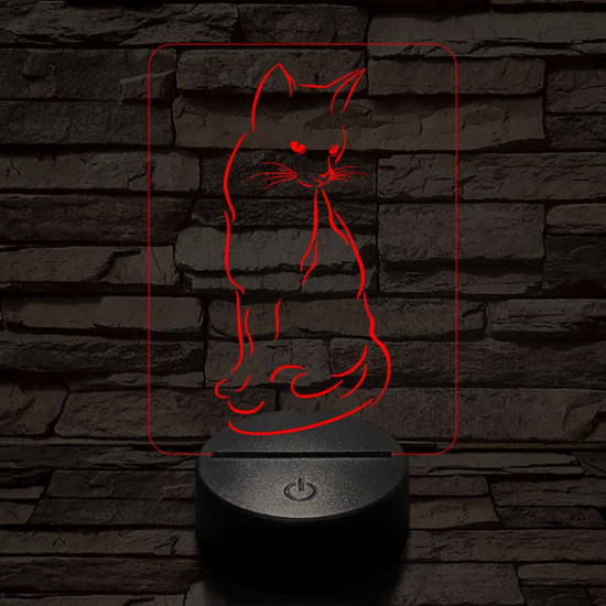 Ülő cica 7 színű led lámpa
