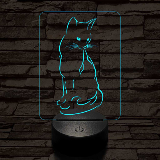 Ülő cica 7 színű led lámpa