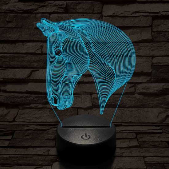 Ló fej  7 színű 3D led lámpa