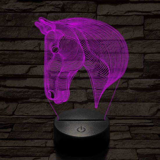Ló fej  7 színű 3D led lámpa