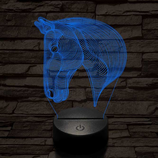 Ló fej  7 színű 3D led lámpa