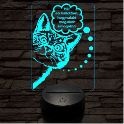 Simogatós cica 3D led lámpa