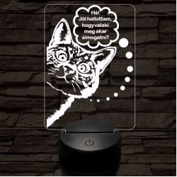 Simogatós cica 3D led lámpa