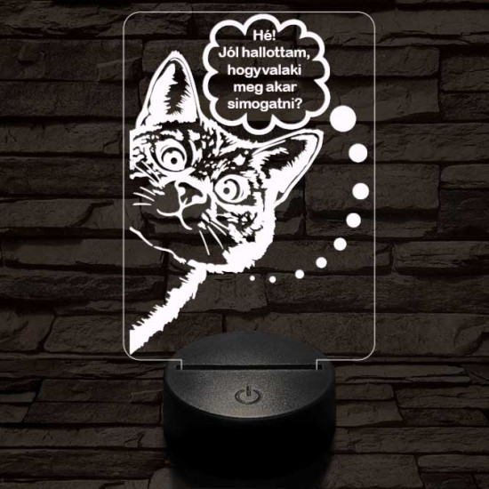 Simogatós cica 3D led lámpa
