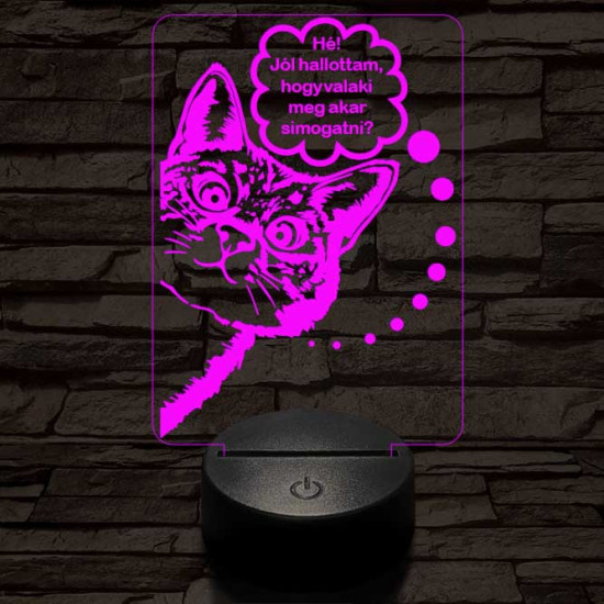 Simogatós cica 3D led lámpa