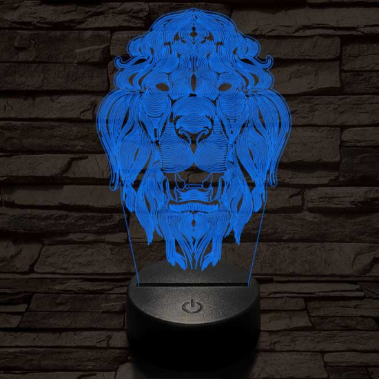 Üvöltő-oroszlánfej 3D led lámpa
