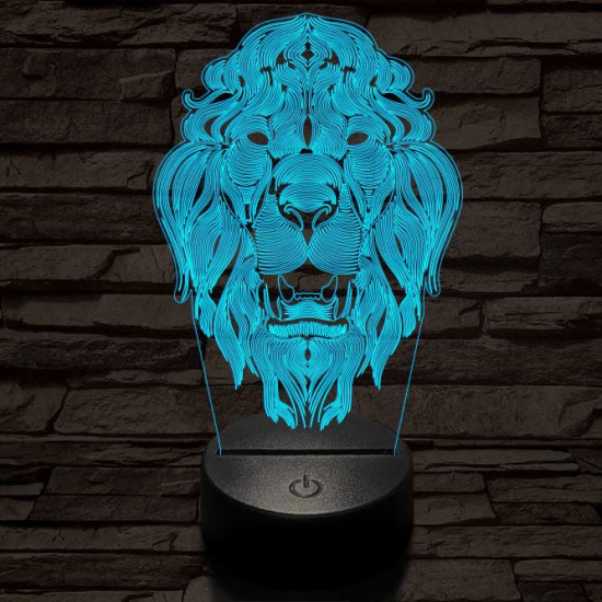Üvöltő-oroszlánfej 3D led lámpa