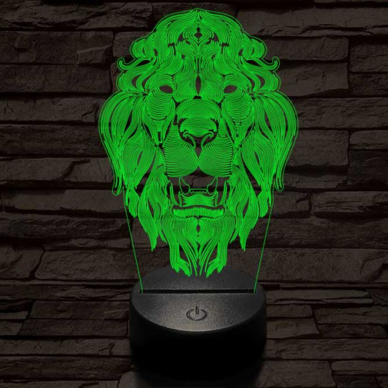 Üvöltő-oroszlánfej 3D led lámpa