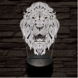 Üvöltő-oroszlánfej 3D led lámpa