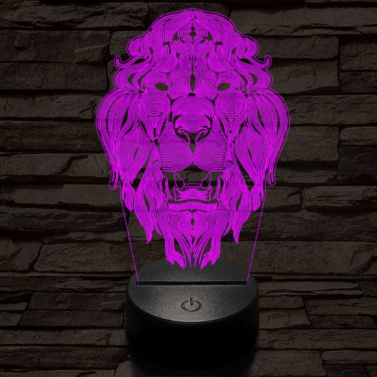 Üvöltő-oroszlánfej 3D led lámpa