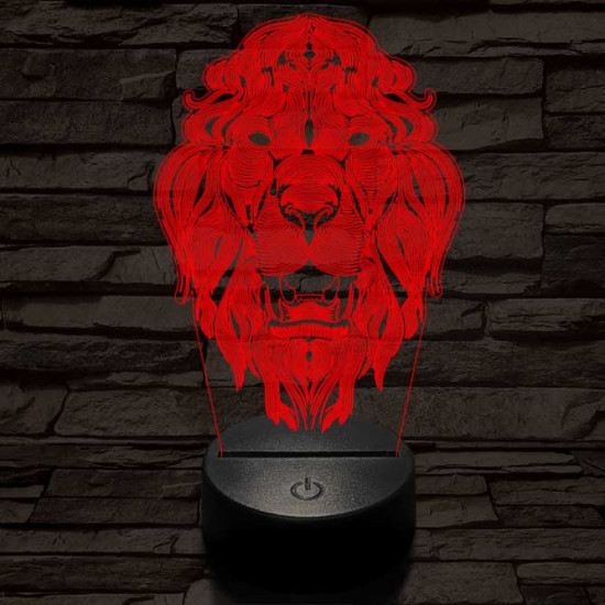 Üvöltő-oroszlánfej 3D led lámpa