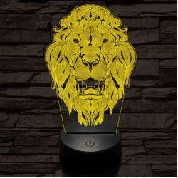 Üvöltő-oroszlánfej 3D led lámpa
