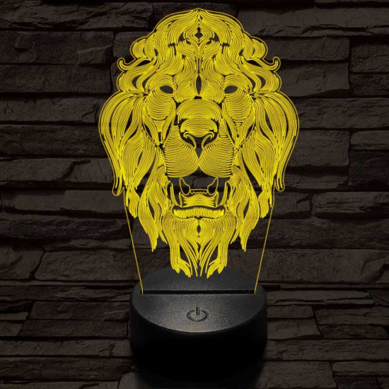 Üvöltő-oroszlánfej 3D led lámpa