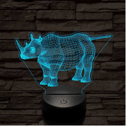 Rinocérosz 7 színű 3D led lámpa